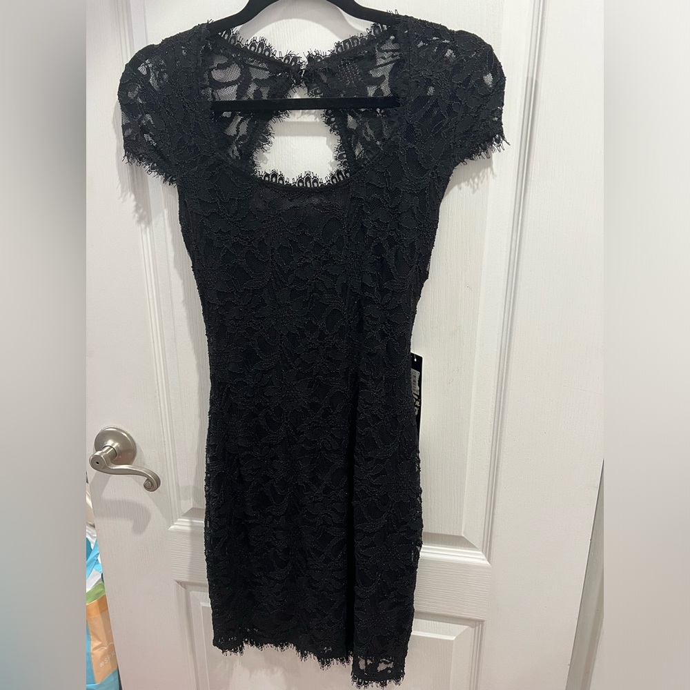 Macys Jump Apparel Black Lace Details Midi Dress